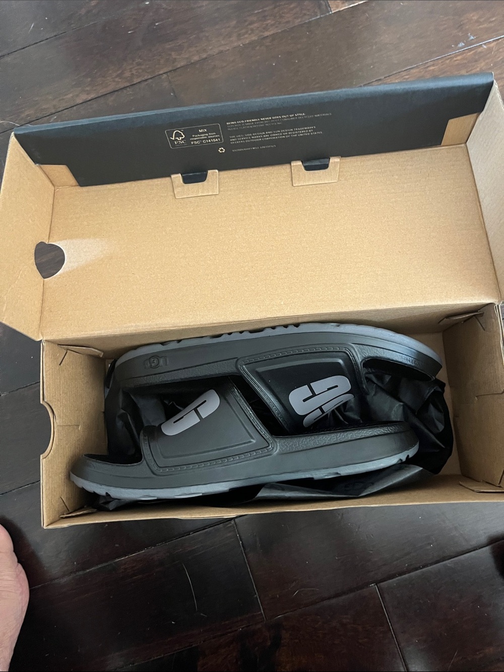 UGG Black OG Slide with Logo Strap